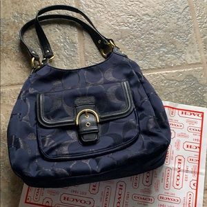 blue coach purse with wallet